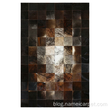 Luxury cowhide patchwork leather rugs